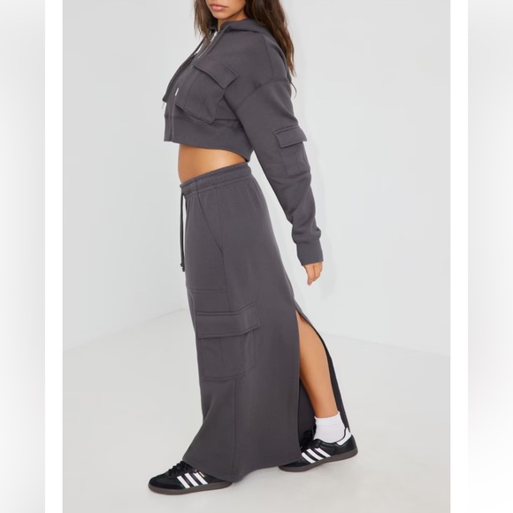 Garage Dark Gray Utility Cargo Maxi Skirt - Picture 3 of 3